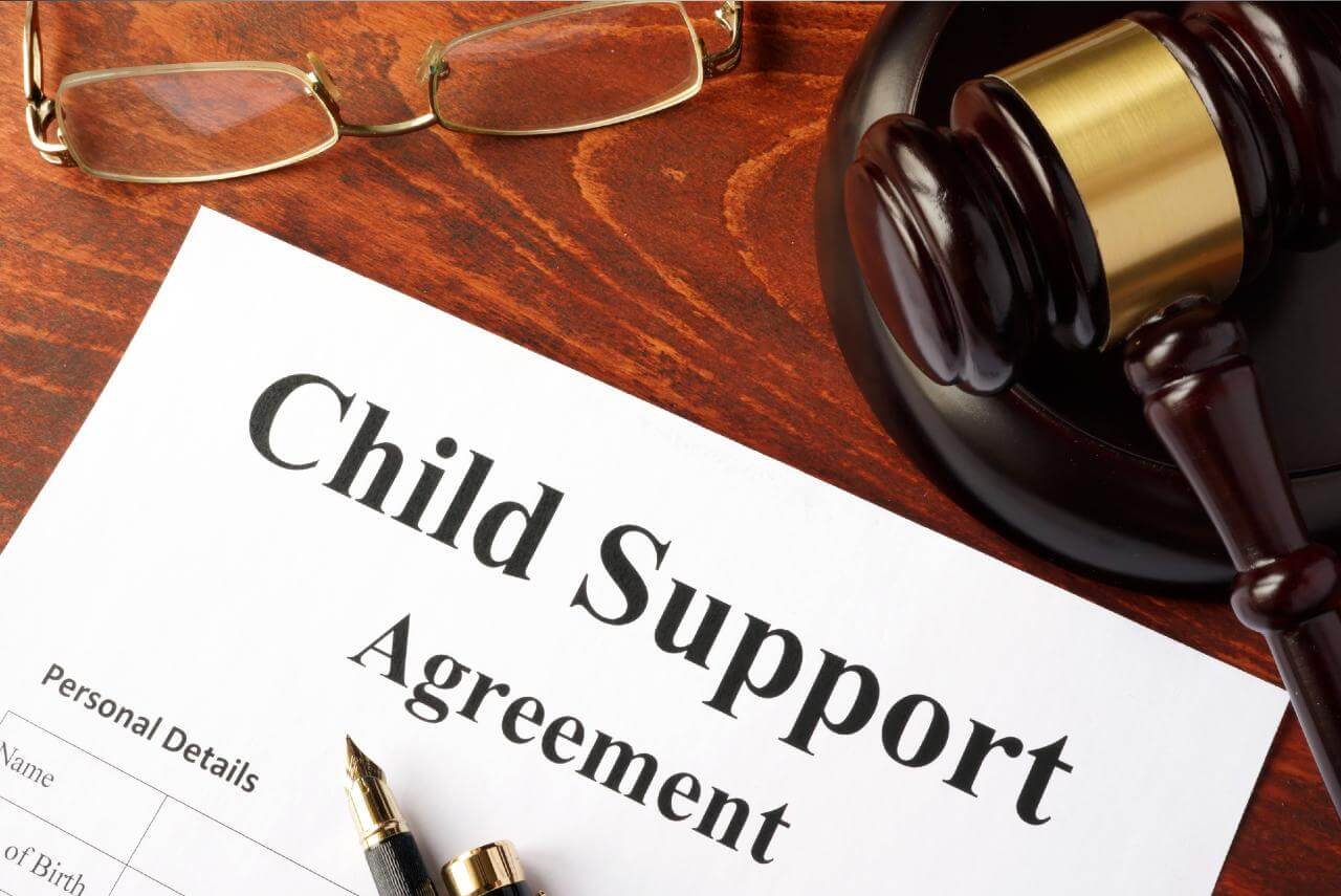Child support agreement on an office table