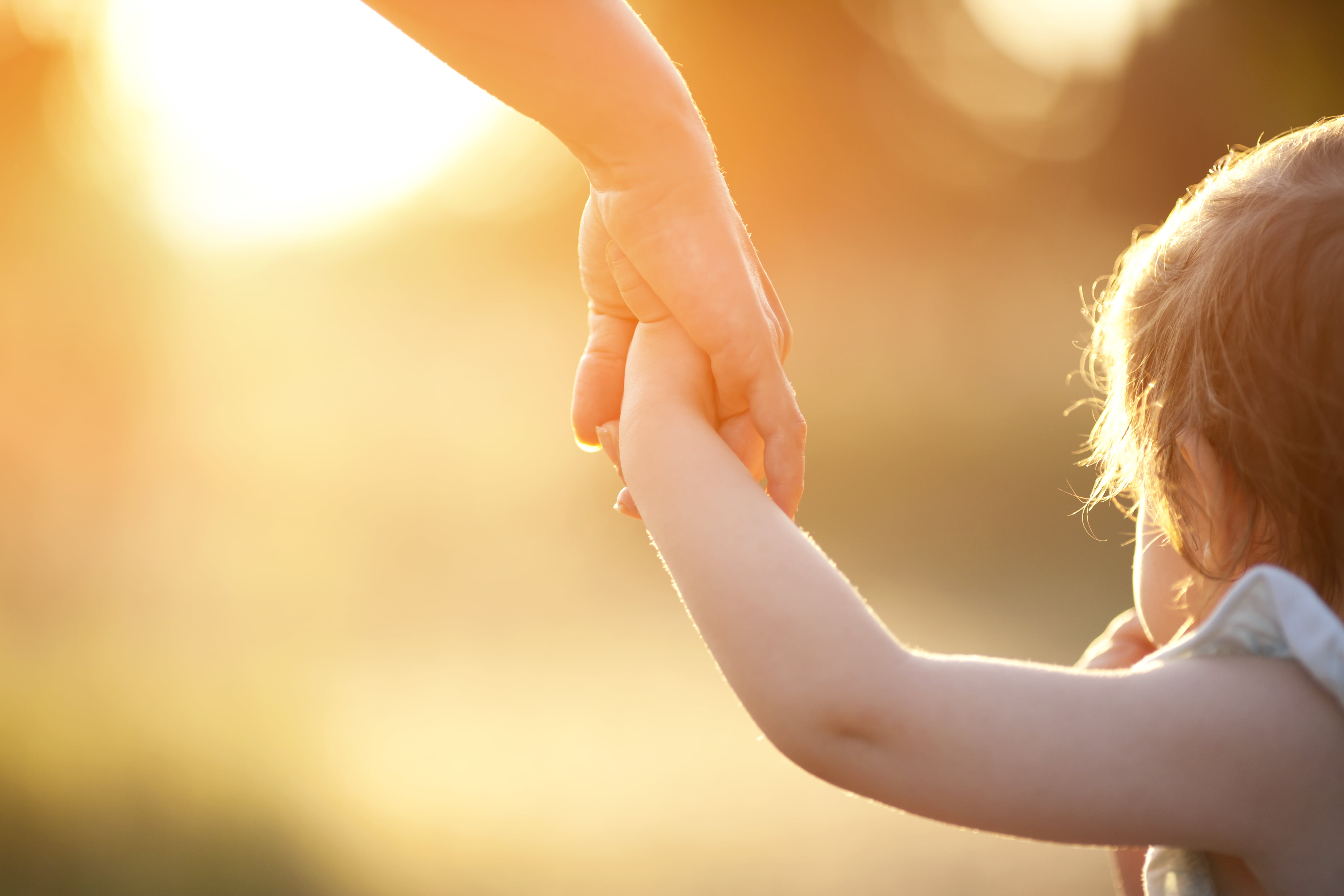 parent holding a child's hand